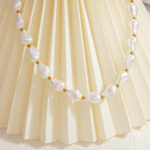 요약 천연석 봄 버클 페르시 쇄골 체인 18K 금도금 스테인레스 스틸 진주 DIY 목걸이 쥬얼리 - Product Image 4