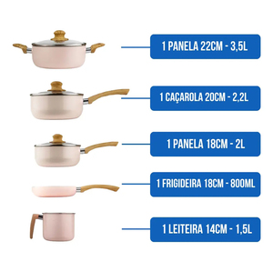 Juego de Ollas y Sartenes de Cerámica Moderna de Alta Calidad con Revestimiento de Mármol, Tapas de Vidrio, Asas de Baquelita, Antiadherente, 6 Piezas, de Aluminio, para Cocina de Gas - Product Image 3