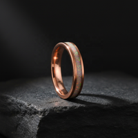 Opale de feu écrasée or Rose 4mm bande de mariage de tungstène promesse des femmes bague d'anniversaire de fiançailles pour les fêtes