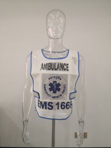 थैलेंड एम्बुलेंस सुरक्षा बनियान कक्षा 2 मोटी सफेद जाल के साथ नीले पिपिंग अनुकूलन योग्य लोगो के साथ - Product Image 5