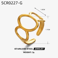 Bague minimaliste en acier titane, style hip-hop, plaquée or 18K PVD, en acier inoxydable, étanche, géométrique, ovale, ouverte, pour femmes