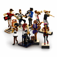 Set de Bloques de Construcción de Personajes Musicales de Jazz, 8 Estilos, Modelo de Personaje Musical, Decoración Artística de Escritorio, Regalo Coleccionable para Amantes de la Música