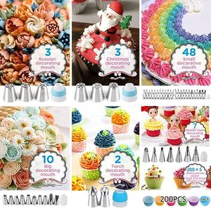 635 Uds. Suministros de decoración de pasteles con 3 juegos de sartenes con forma de resorte boquillas para manga pastelera giratoria para pasteles bolsas para decoración de pasteles - Product Image 4