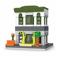 Set de Construcción de Bloques de Edificios Modernos con Techo Verde Personalizado, con Plantas y Banco, Juguetes Educativos para Niños para Ensamblar y Exhibir