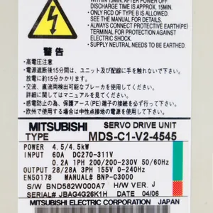 Gebruikt Mitsubishi Servo Drive MDS-C1-V2-4545