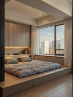 Chambre Tatami sur Mesure Directement de l'Usine, Personnalisation Complète de la Maison de Style Japonais, Lit Plateforme en Bois Massif avec Armoire