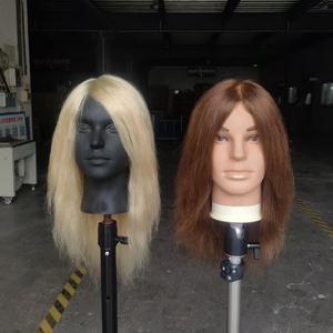 Mannequin de coiffure en cheveux humains de 16 pouces <span class=keywords><strong>pour</strong></span> hommes, poupée d'entraînement <span class=keywords><strong>pour</strong></span> barbier <span class=keywords><strong>pour</strong></span> pratiquer le coiffage, le tressage et la coupe - Product Image 1
