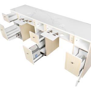 Table de Manucure Double Moderne en Bois avec Séchoir <span class=keywords><strong>pour</strong></span> Soins des <span class=keywords><strong>Ongles</strong></span>, Vente en Gros, Équipement de Salon de Beauté du Vietnam - Product Image 5