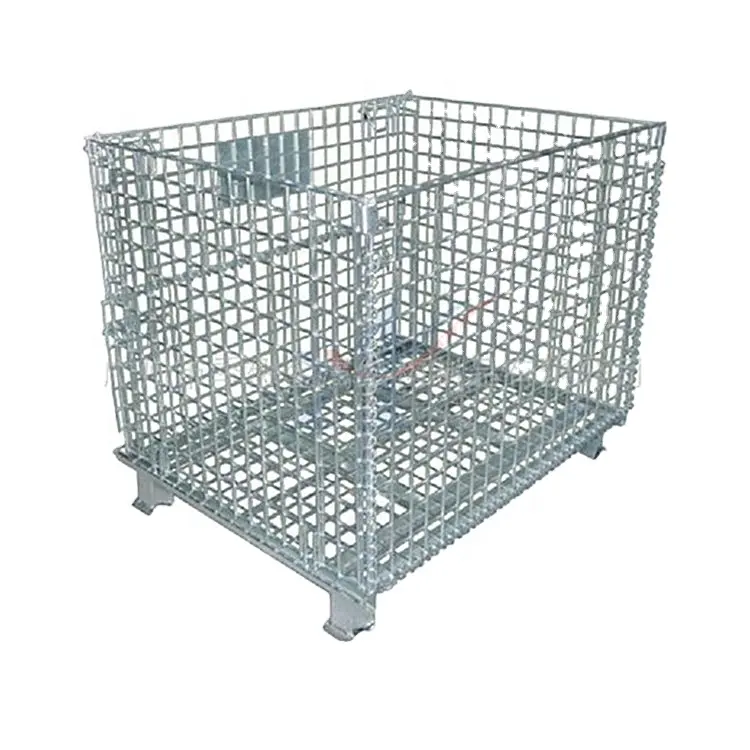 Cage de palette de panier de stockage de grillage en acier empilable industriel