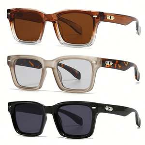Gafas de Sol Retro Personalizadas con Logotipo, con Remaches, para Hombre y Mujer, Protección UV400, Diseño Cuadrado con Estampado de Leopardo - Product Image 1