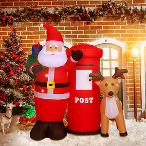Customizable 6Ft Light-Blow up Inflatable <strong>Christmas</strong> Scene Santa Claus and Reindeer with <strong>Postbox</strong> Factory Wholesale - Product Image 2
