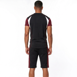 Ensemble court pour homme, unisexe, décontracté, avec t-shirt et short à taille élastique, couleur unie ou imprimé, 100% coton. - Product Image 2