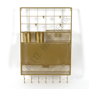 Étagère <span class=keywords><strong>murale</strong></span> décorative dorée avec crochet, pour meubles de salon, 1 pièce - Product Image 4