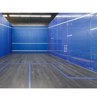 Terrain de squash en verre complet, terrain de squash portable extérieur sur mesure, comprenant des panneaux muraux en verre et un sol en bois