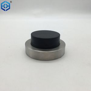 Butoirs de porte ronds en caoutchouc fixés au mur en acier inoxydable massif argenté - Product Image 4