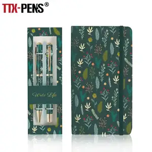 TTX Business Promotional A5 Leather Journal Diary Digital Customized Pen Notebook Gift Set For Students