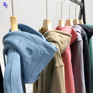 High Quality Custom Embossed Sweatshirt Custom Hoodies Oversized Men's White Blank Embossed Hoodies Men Puff Print <b>Hoodie</b> Plain - Product Image 1