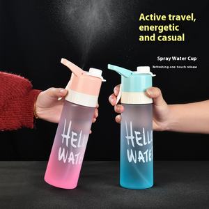 Botella de <span class=keywords><strong>agua</strong></span> pulverizada sin Bpa de grado alimenticio de 650ml con logotipo personalizado, botella de <span class=keywords><strong>agua</strong></span> con asa, PC de plástico portátil, deportes, viajes, correr - Product Image 2