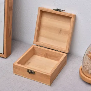 Solid Handmade Flip Lid Craft Natural Eco Packaging Bins Gift Box Wooden Bamboo Boxes