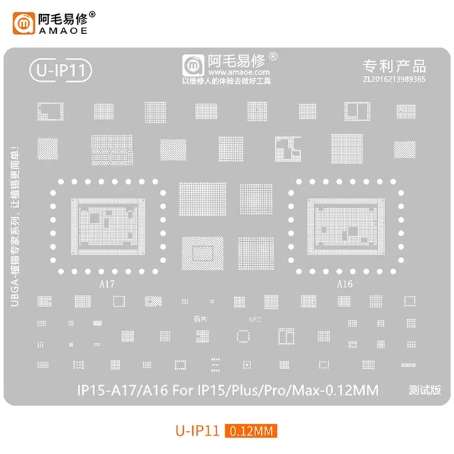 Amaoe CPU NAND Power Amplifier PM IC A17 A16 BGA Reballing Stencil for iPhone 15 Pro Max Plus 15Pro 15ProMax 15Plus