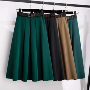 <span class=keywords><strong>Jupe</strong></span> longue plissée <span class=keywords><strong>taille</strong></span> haute évasée avec ceinture en tissu tailleur pour femme grande <span class=keywords><strong>taille</strong></span>, <span class=keywords><strong>jupe</strong></span> de dessous - Product Image 1