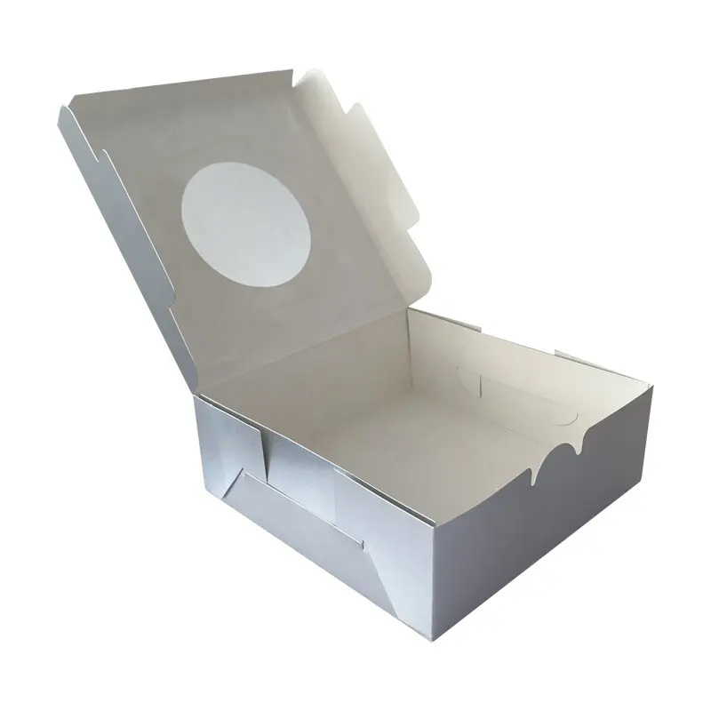 Özel baskılı beyaz karton kağit kutu pencere katlanabilir büyük kek kutusu pişirme kek depolama taşıma için