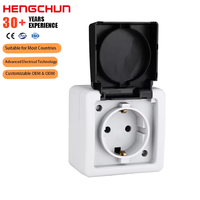 Norme européenne IP54 étanche interrupteur mural contrôle de la lumière bouton poussoir prise électrique 10A 250V haute qualité ABS PC laiton
