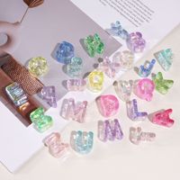 Perles acryliques transparentes plaquées couleur, style personnalité, lettres anglaises, à grand trou, pour bracelets et colliers faits main DIY