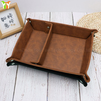 Plateau organisateur boîte de rangement amovible 2 compartiments Faux cuir plateau de rangement pour bijoux clés changement sac à main équipement de bureau
