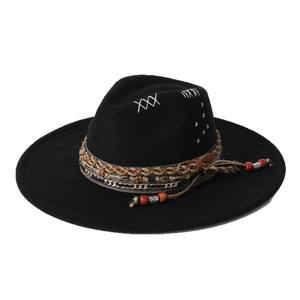 <span class=keywords><strong>Chapeau</strong></span> d'hiver à large bord pour cow-boy Jazz <span class=keywords><strong>Chapeau</strong></span> Fedora en feutre de laine de qualité supérieure pour les voyages, les fêtes et les loisirs Unisexe - Product Image 2