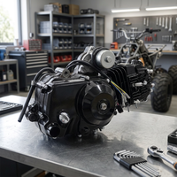 Nouvel ensemble moteur de moto 125cc, cylindre en aluminium noir, marche arrière, 3 vitesses, pour ATV, kart, buggy, tout-terrain