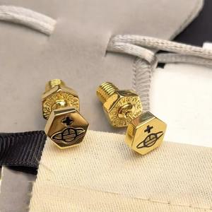 Fashion Empress Dowager Vivienne Punk Screw Saturn <b>Earrings</b> Silver/Gold Plated Zircon Exquisite Couple <b>Earrings</b> - Product Image 2