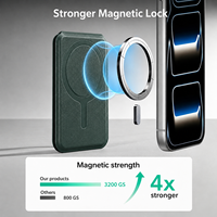 Étui portefeuille magnétique pour téléphone avec enregistrement d'appels, compatible MagSafe, protection RFID, support pliable, en cuir, pour professionnels