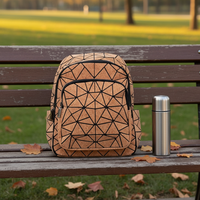 Sac à dos en liège géométrique personnalisé, écologique, sac de voyage scolaire avec fermeture éclair