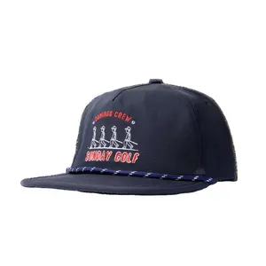 Injae Vina Custom Uw Logo 5 Panel 100% Polyester Laser Gesneden Gat Waterdichte Golf Caps 3d Emb Honkbal Gorras Golf Met Touw Hoed