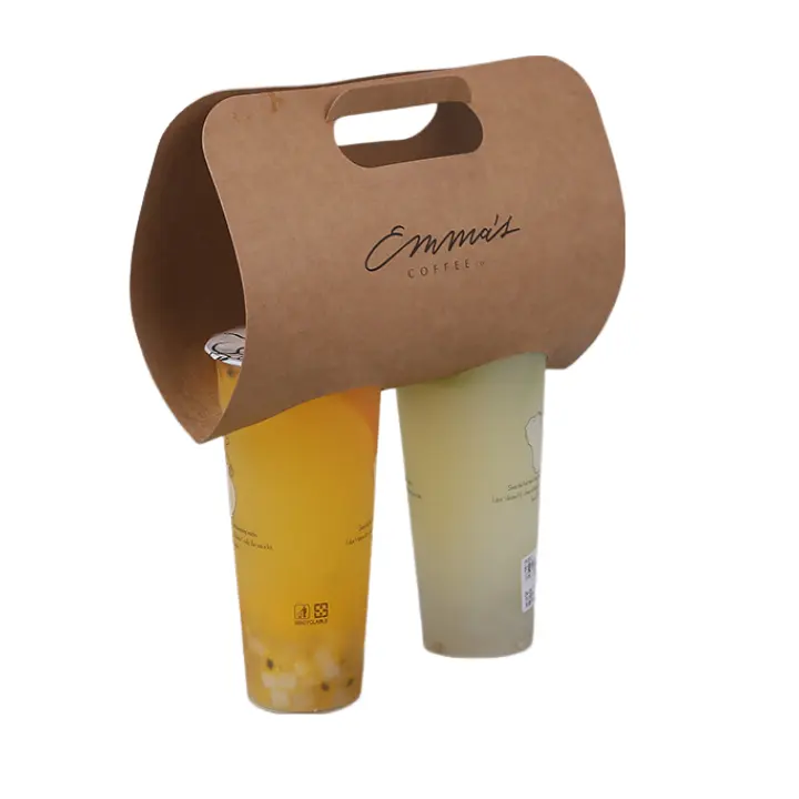 Eco Friendly Coffee Drink Carrier Food Packaging Customized Paper Cup Take Away Holder
