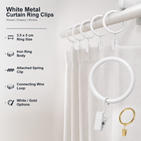 Anneaux de rideau en métal blanc avec pinces à ressort pour rideaux de douche, tringles à rideaux, fenêtres de salle de bain, accessoires et décorations pour la maison