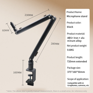 Giá đỡ micro linh hoạt trên cao Giá đỡ kẹp micro có cánh tay xoay có thể điều chỉnh có thể gập lại để ghi âm chuyên nghiệp - Product Image 4