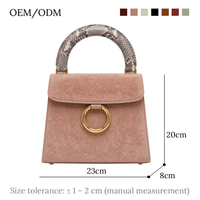 Sac fourre-tout en daim mauve de luxe élégant avec poignée imprimée python, sac à main structuré pour femme, usage quotidien, design personnalisé OEM
