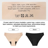 Ropa Interior Menstrual con Cierre de Gancho y Ojal Ajustable, Certificación OEKO-TEX, Reutilizable, 4 Capas, a Prueba de Fugas, Sin Costuras