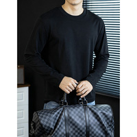 T-shirt à manches longues en lyocell liquide double face pour homme, personnalisé OEM/ODM, couleur unie, confortable, idéal pour le printemps et l'automne, parfait comme sous-vêtement professionnel.