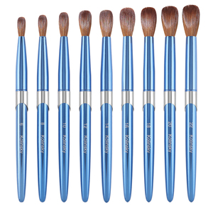 Ensemble de pinceaux à ongles en acrylique Kolinsky durables de 9 tailles avec manche en métal bleu poli pour la création d'art d'ongles en cristal - Product Image 2