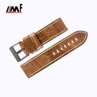 Bracelet de montre personnalisé en cuir de jambe d'autruche multicolore de 20 mm, avec boucle en acier inoxydable à dégagement rapide et cousu main