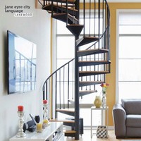 Escalier rotatif en bois massif pour intérieur, à poutres droites ou inclinées, personnalisable, pour loft, duplex, villa, mezzanine, grenier, entrée