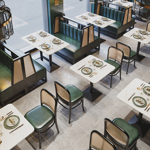 Bistro đơn giản phòng ăn nhà hàng căng tin đồ nội thất kim loại vuông trắng bàn gốm đá hàng đầu đàm phán Trà Cafe bàn - Product Image 4