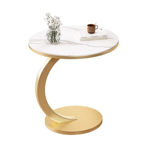 Marble <b>Side</b> <b>Table</b> <b>Round</b> Gold Base Living Room Sofa <b>Table</b> <b>Small</b> Coffee <b>Table</b> Durable Design - Product Image 5