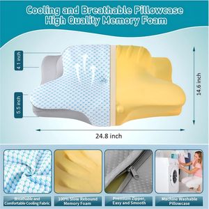Grosir busa memori ortopedi bantal tempat tidur serviks bantal ergonomis untuk tidur kontur leher bantal pendingin - Product Image 3