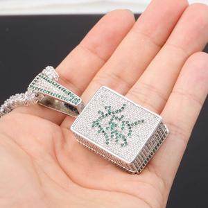 Popular chino Hiphop moda Iced Out Mahjong <span class=keywords><strong>Fa</strong></span> colgante collar elegante Hiphop accesorio - Product Image 6