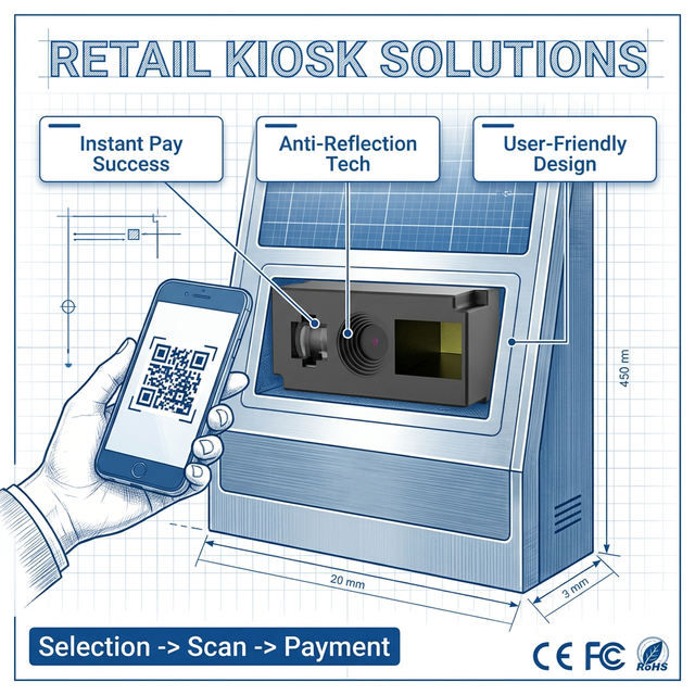A112 SE4632 Embedded 2D Barcode Scanner Module for Self-Service Kiosk & POS Terminal Mobile Payment QR Reading