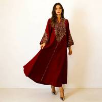 Abaya noire de luxe brodée pour femmes |   Robe maxi élégante de style kaftan de Dubaï pour femmes musulmanes